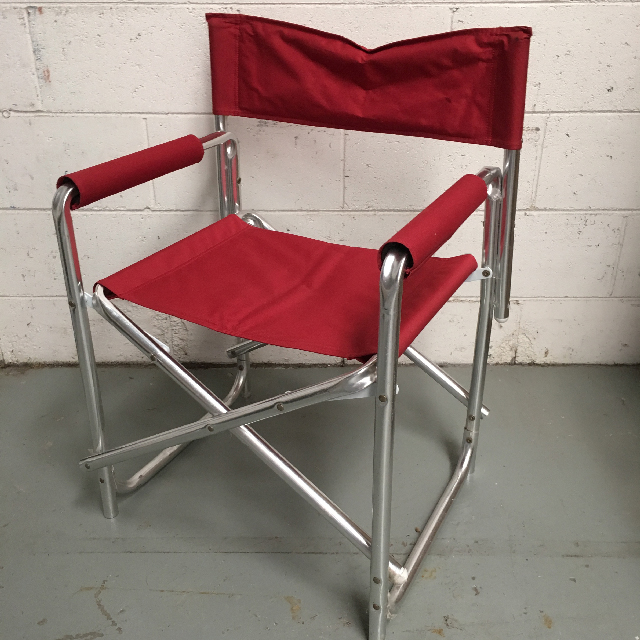 CHAIR, Directors Chair - Red Aluminium